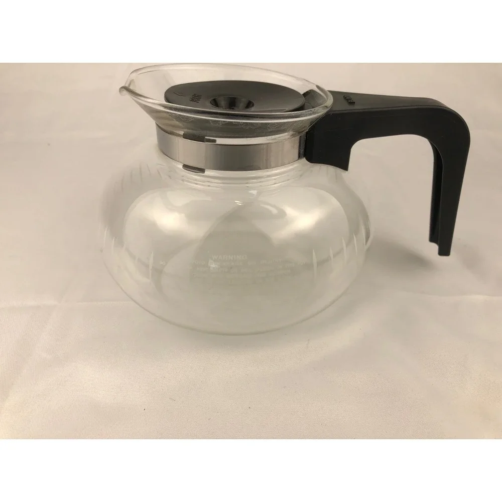 Vintage Bunn 6 Cup Glass Coffee Carafe Pot Replacement Black Handle Lid Decanter